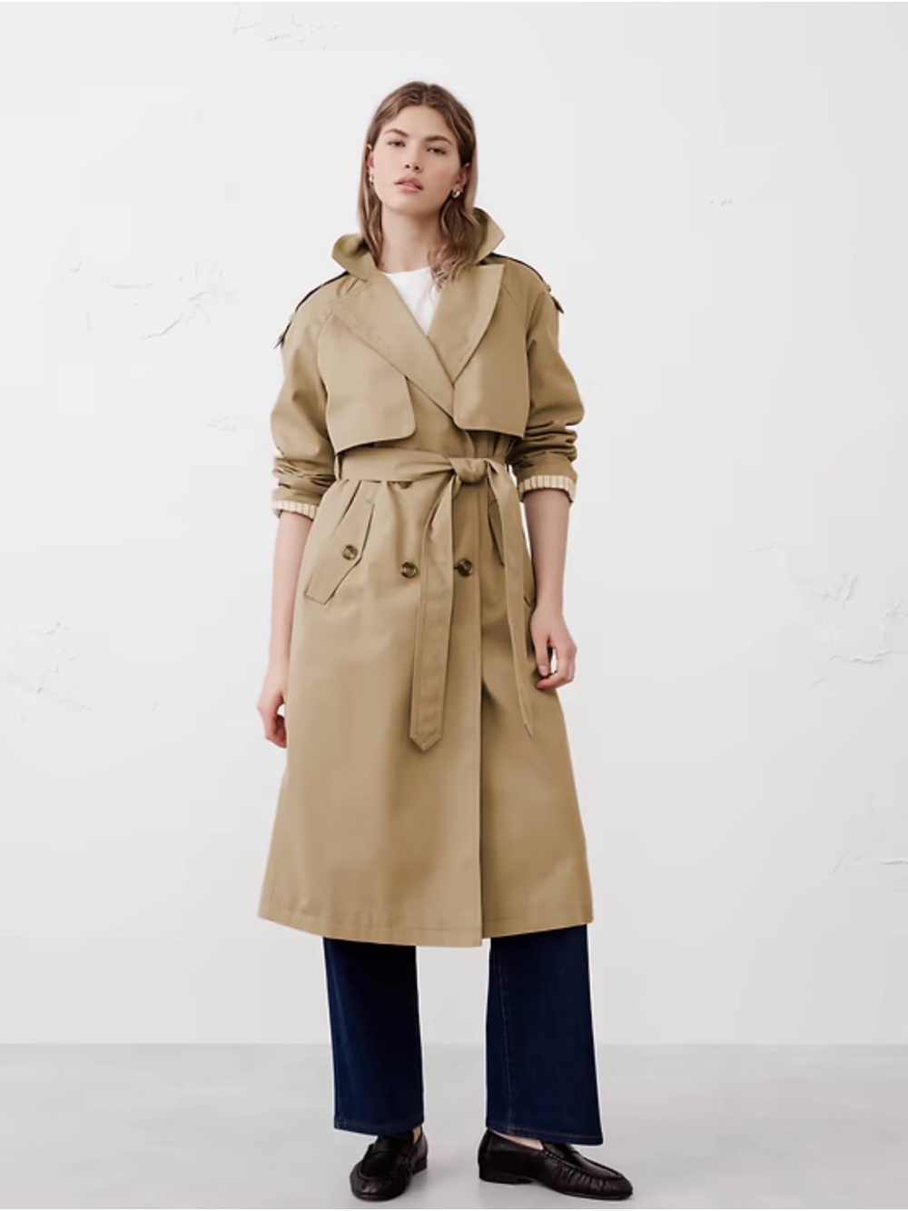 NWOT Banana Republic Khaki Trench Coat with Waist Tie